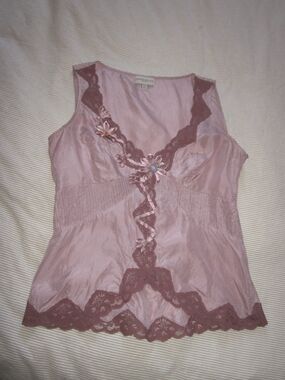 Karen Millen Dusty Pink Silk Lace-Trim Camisole